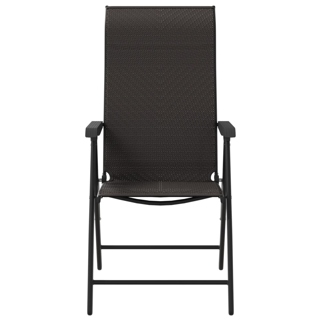 Folding Garden Chairs 2 Pcs Coffee Poly Rattan