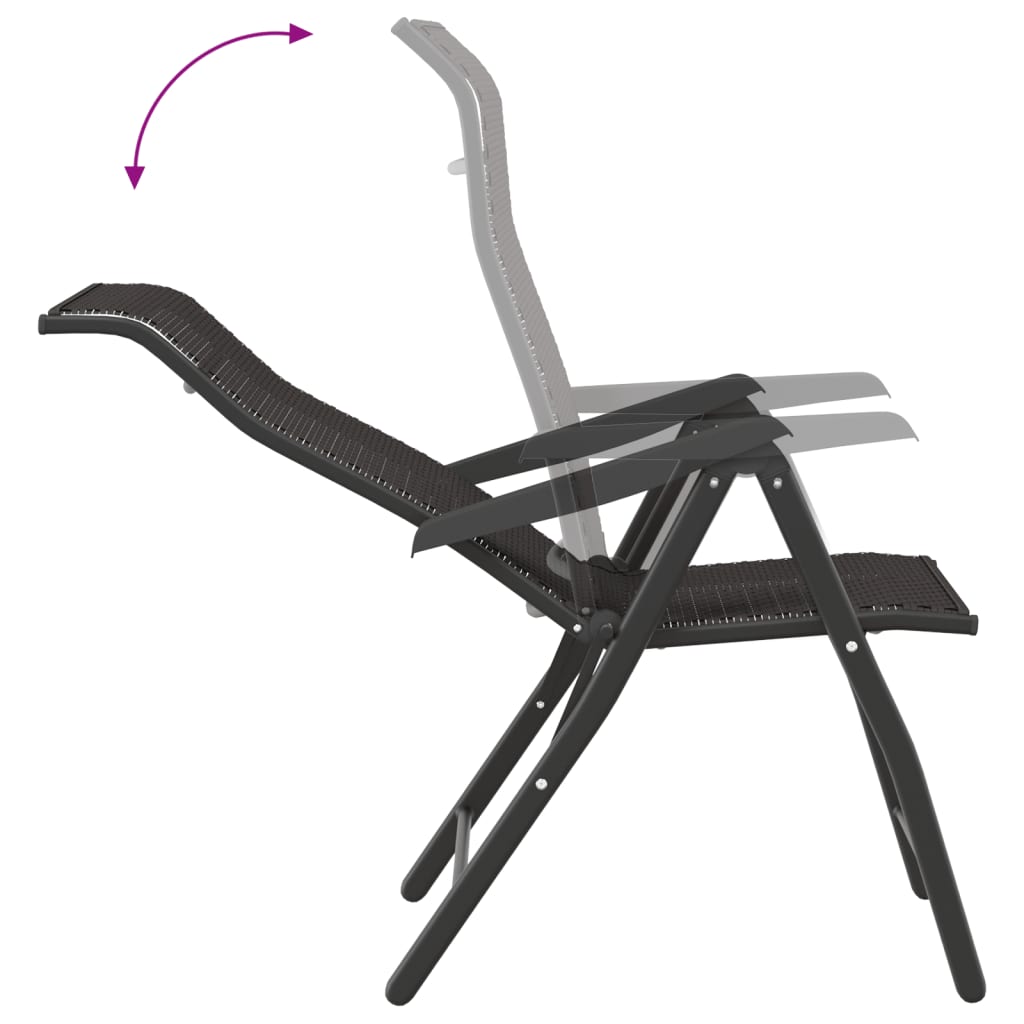 Folding Garden Chairs 2 Pcs Coffee Poly Rattan