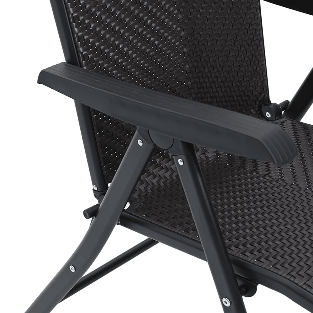 Folding Garden Chairs 2 Pcs Coffee Poly Rattan