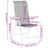 Folding Garden Chairs 2 Pcs Coffee Poly Rattan