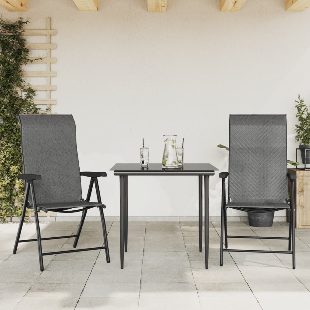 Folding Garden Chairs 2 Pcs Coffee Poly Rattan
