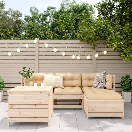 5 Piece Garden Sofa Set Solid Wood Pine