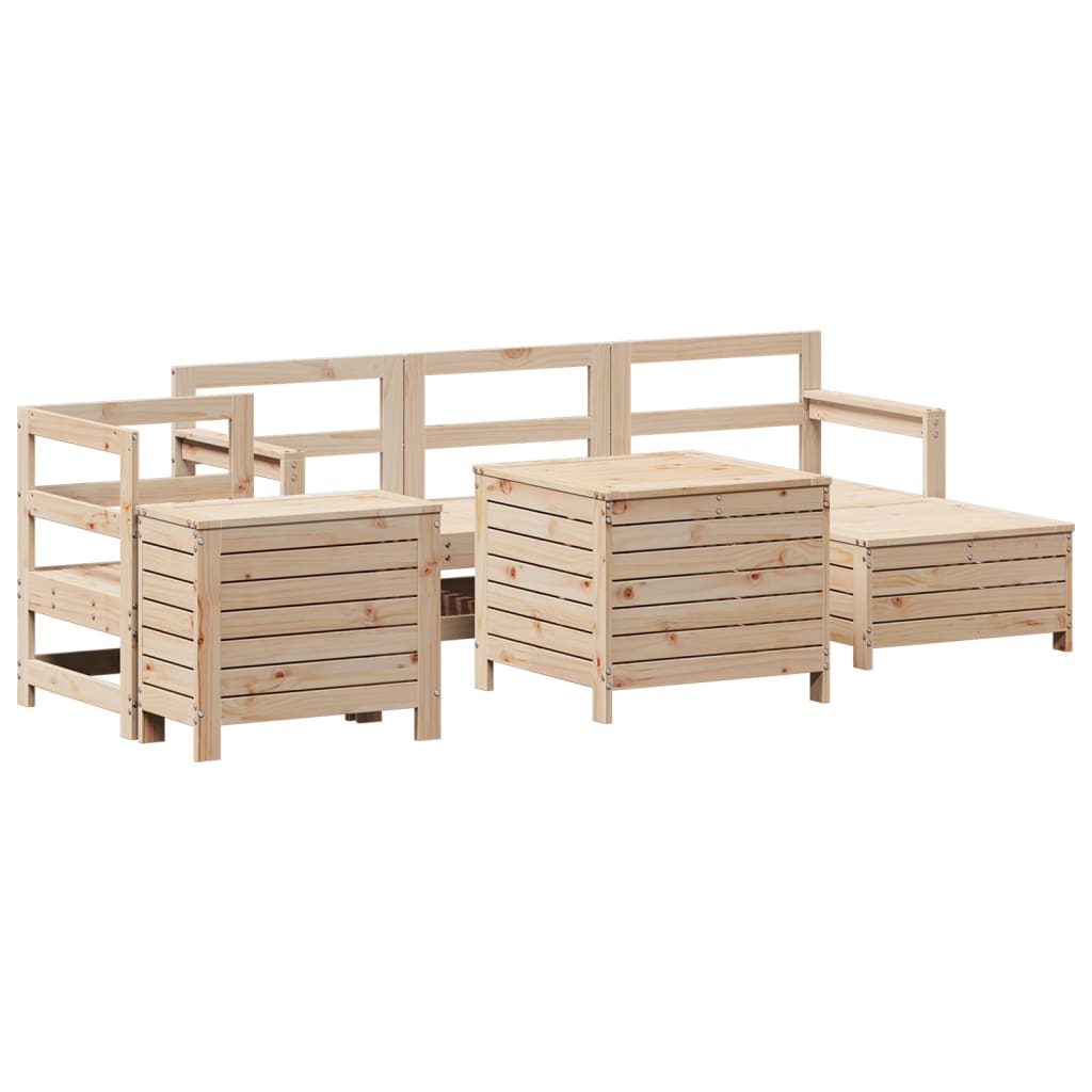 7 Piece Garden Sofa Set Solid Wood Pine