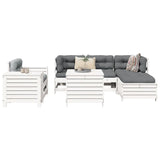 7 Piece Garden Sofa Set White Solid Wood Pine