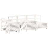7 Piece Garden Sofa Set White Solid Wood Pine