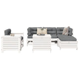7 Piece Garden Sofa Set White Solid Wood Pine