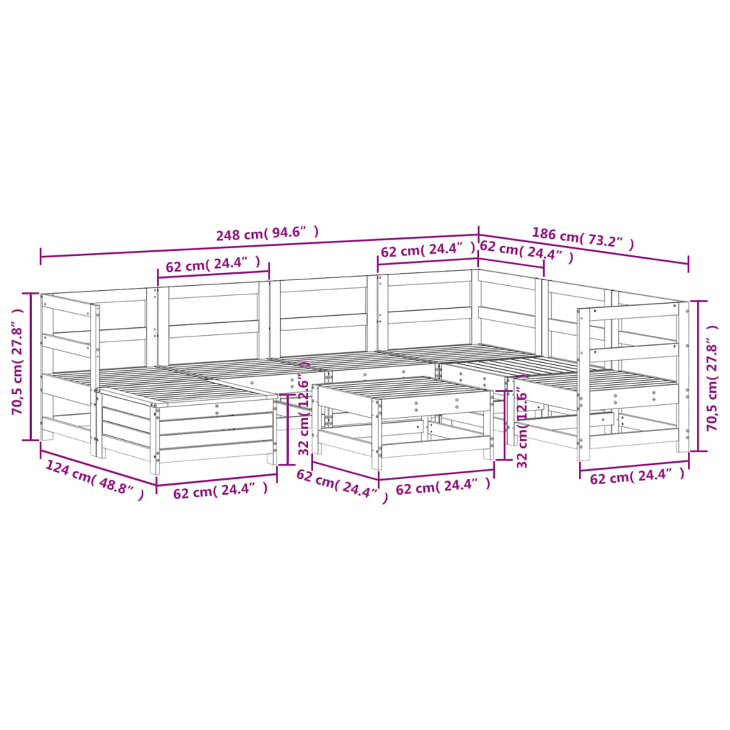 8 Piece Garden Sofa Set Impregnated Wood Pine