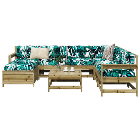 8 Piece Garden Sofa Set White Solid Wood Pine