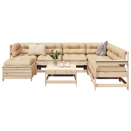 8 Piece Garden Sofa Set White Solid Wood Pine