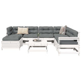 8 Piece Garden Sofa Set White Solid Wood Pine