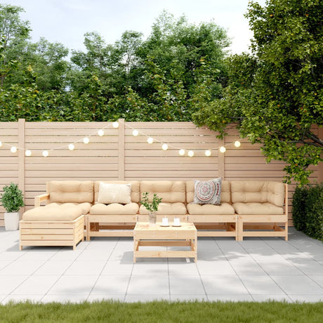 7 Piece Garden Lounge Set Solid Wood Pine
