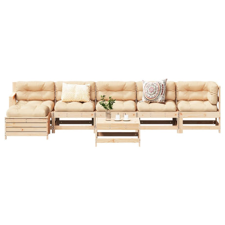7 Piece Garden Lounge Set Solid Wood Pine