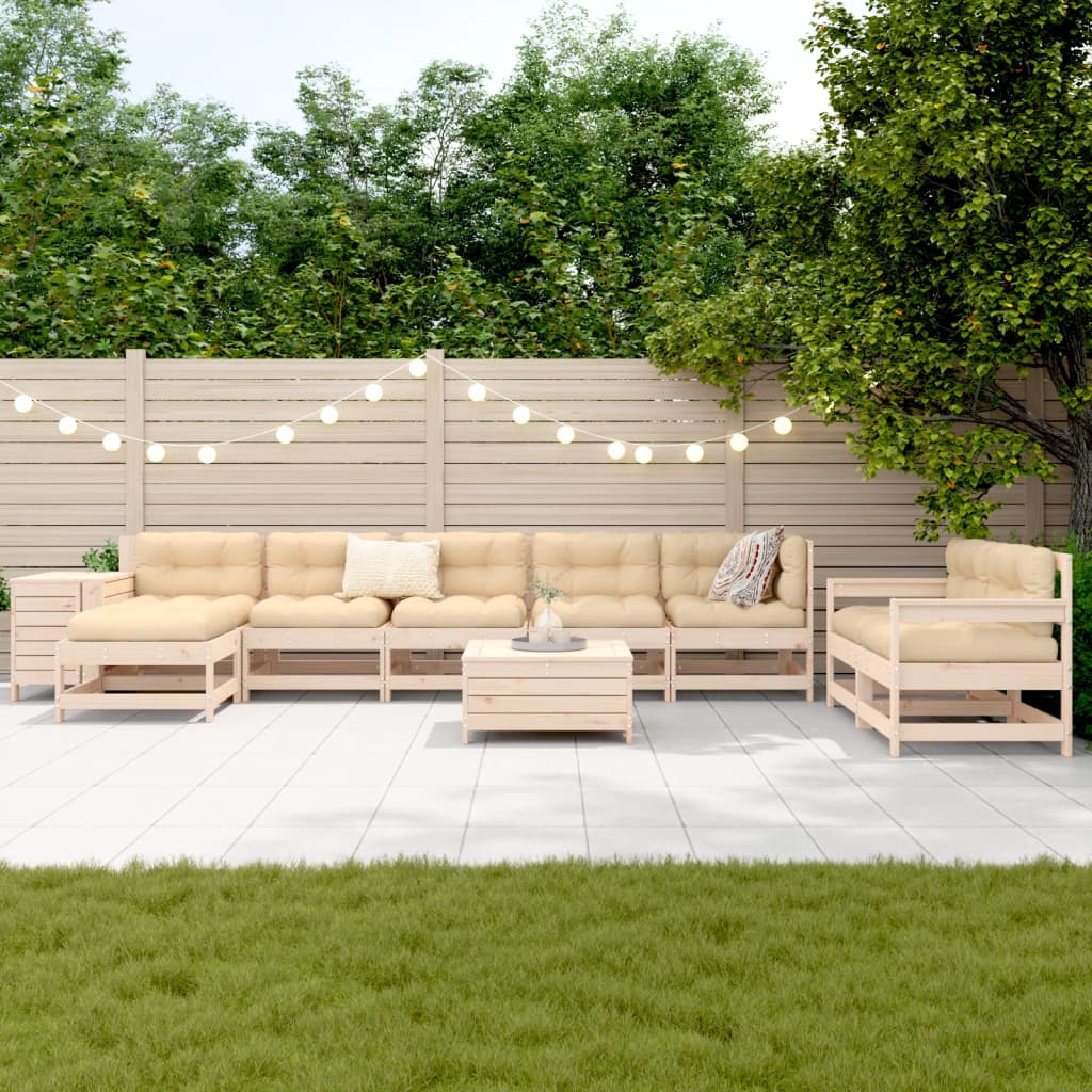 10 Piece Garden Sofa Set Solid Wood Pine