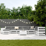 10 Piece Garden Sofa Set White Solid Wood Pine