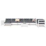 10 Piece Garden Sofa Set White Solid Wood Pine