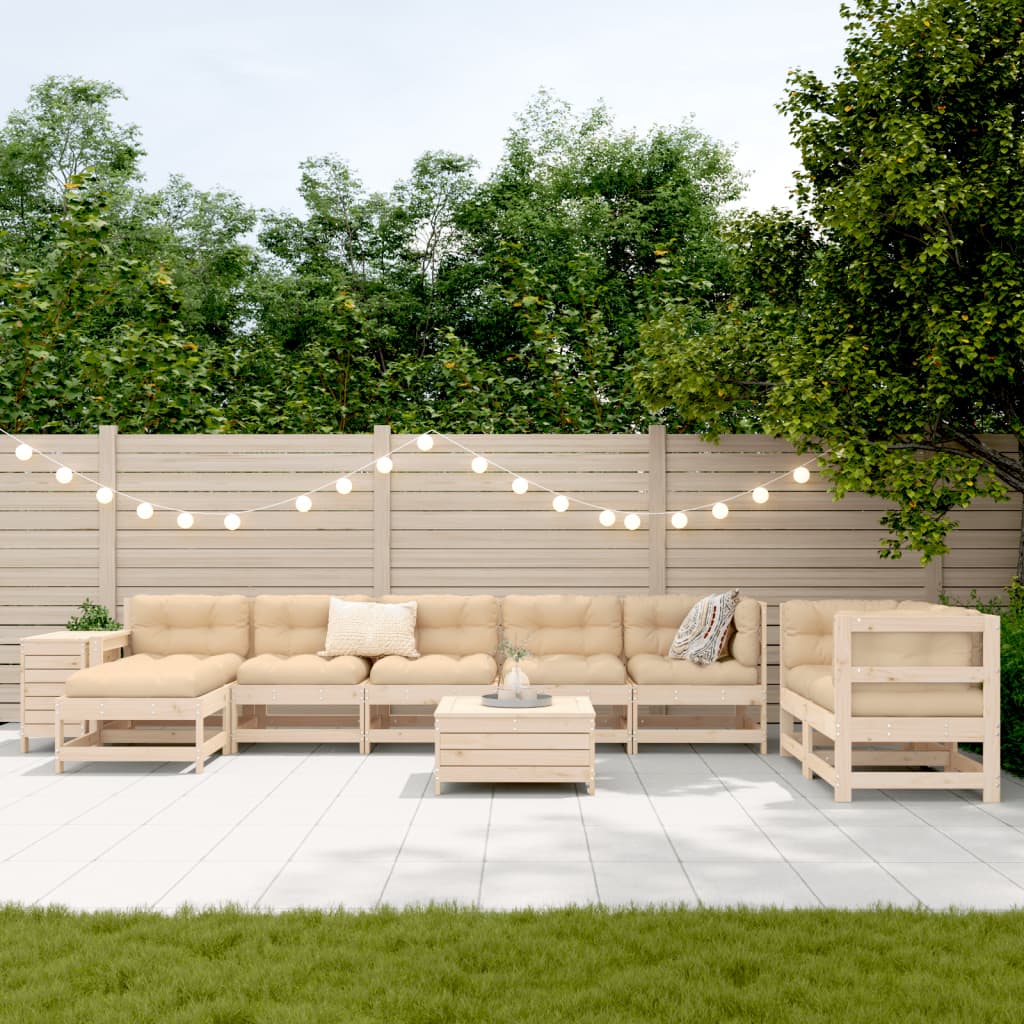 10 Piece Garden Sofa Set Solid Wood Pine