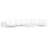 10 Piece Garden Sofa Set White Solid Wood Pine