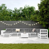 10 Piece Garden Sofa Set White Solid Wood Pine