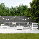 10 Piece Garden Sofa Set White Solid Wood Pine
