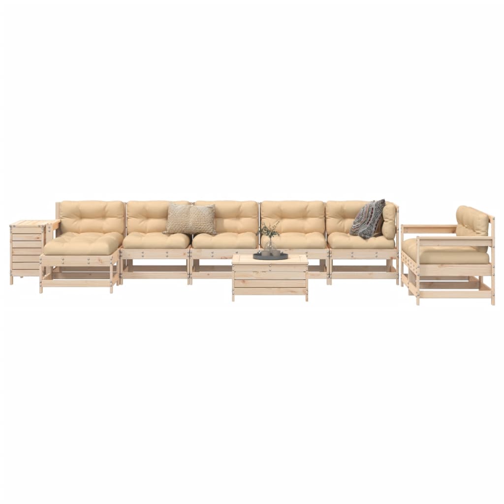 10 Piece Garden Sofa Set Solid Wood Pine