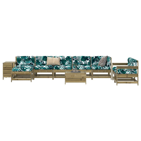 10 Piece Garden Sofa Set White Solid Wood Pine