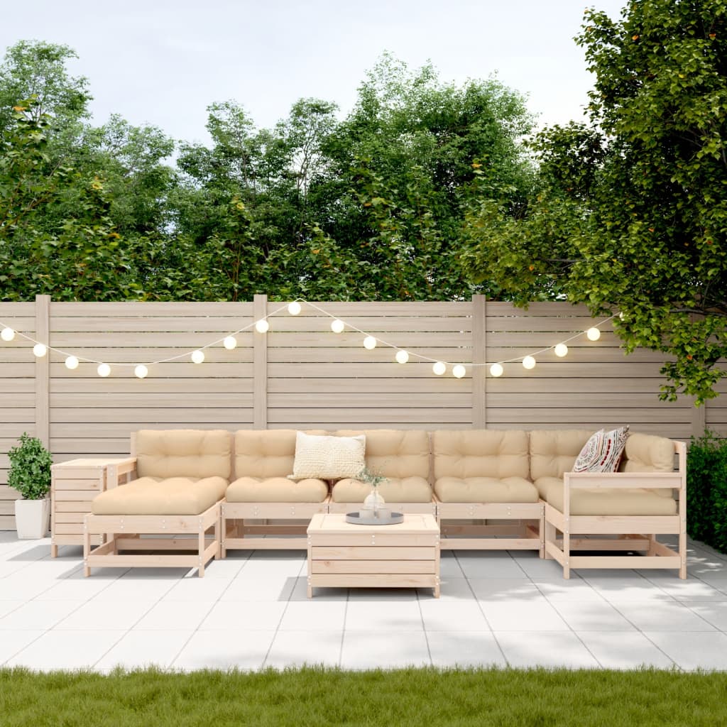 9 Piece Garden Sofa Set Solid Wood Pine