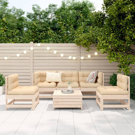 6 Piece Garden Sofa Set Solid Wood Pine