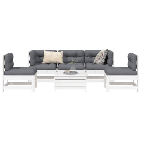 6 Piece Garden Sofa Set Solid Wood Pine