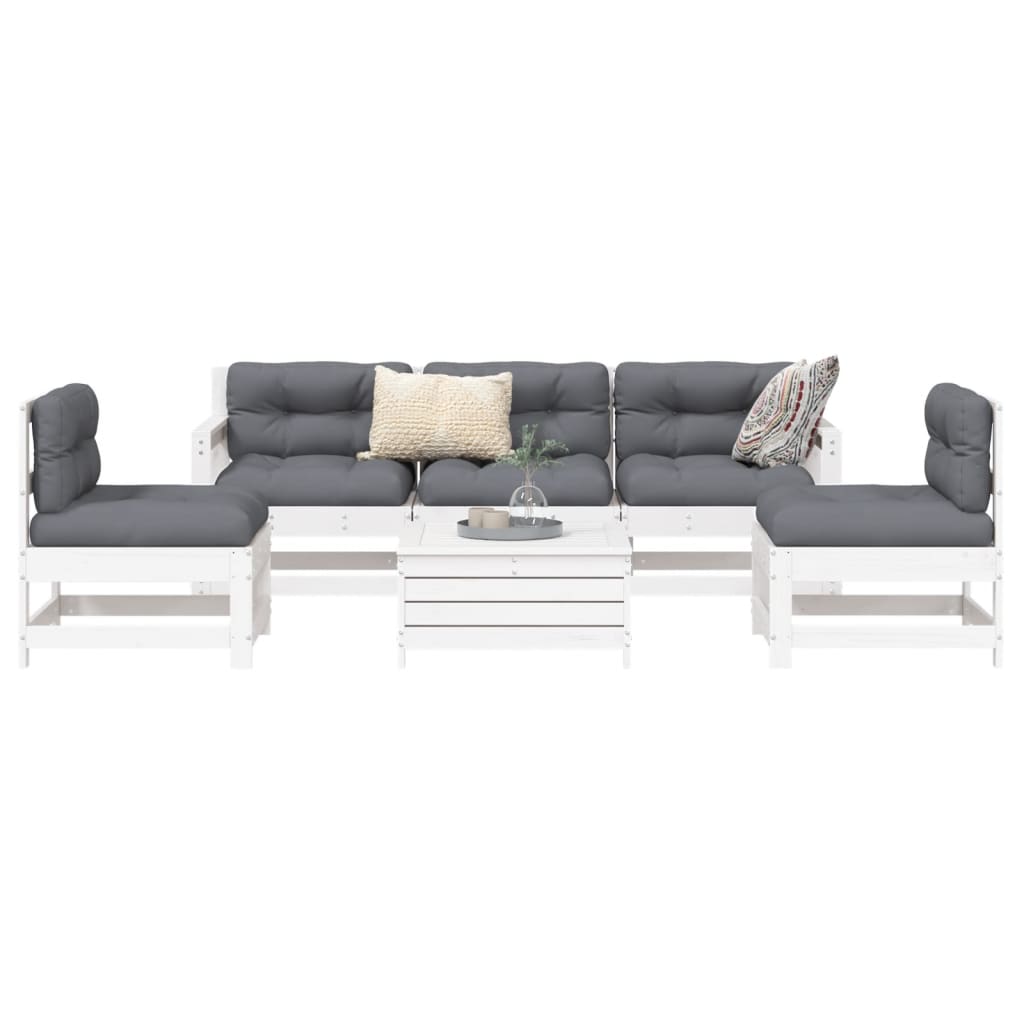 6 Piece Garden Sofa Set Solid Wood Pine