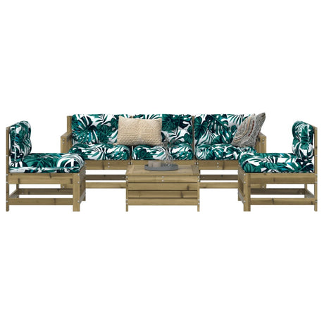 6 Piece Garden Sofa Set White Solid Wood Pine
