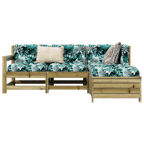 4 Piece Garden Sofa Set White Solid Wood Pine