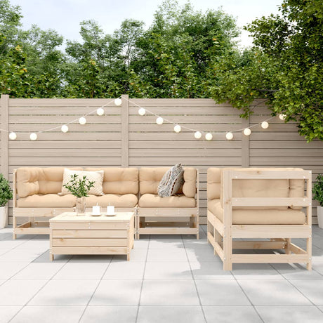 6 Piece Garden Sofa Set Solid Wood Pine