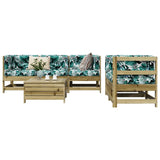 6 Piece Garden Sofa Set Solid Wood Pine