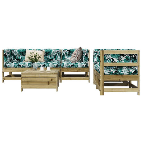 6 Piece Garden Sofa Set Solid Wood Pine