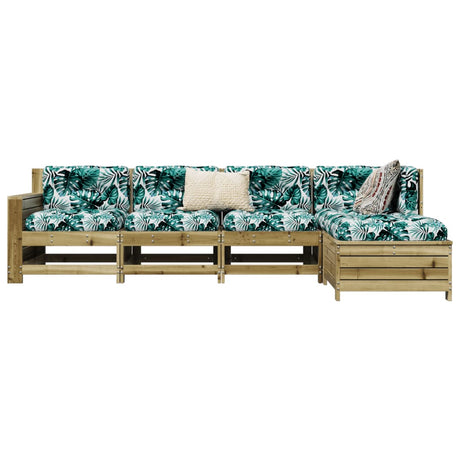 5 Piece Garden Sofa Set White Solid Wood Pine
