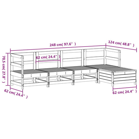 5 Piece Garden Sofa Set Solid Wood Pine