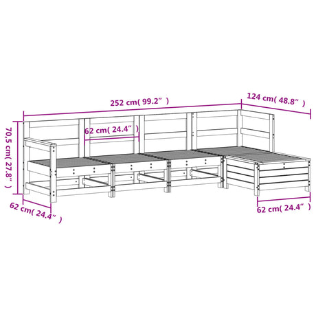 5 Piece Garden Sofa Set Solid Wood Pine