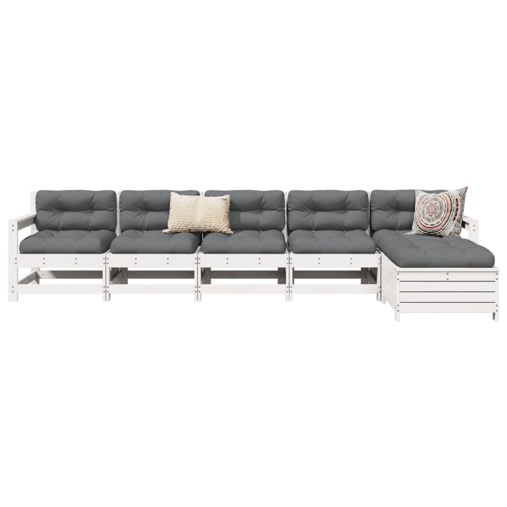 6 Piece Garden Sofa Set Solid Wood Pine