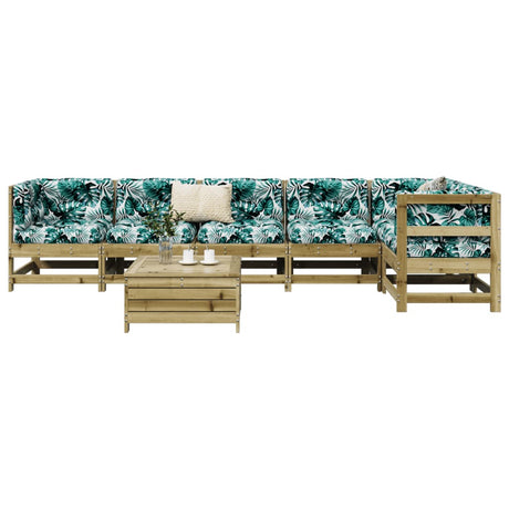 7 Piece Garden Sofa Set White Solid Wood Pine