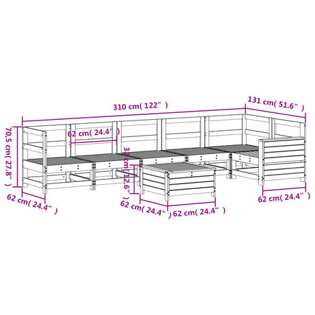 7 Piece Garden Sofa Set Solid Wood Douglas Fir