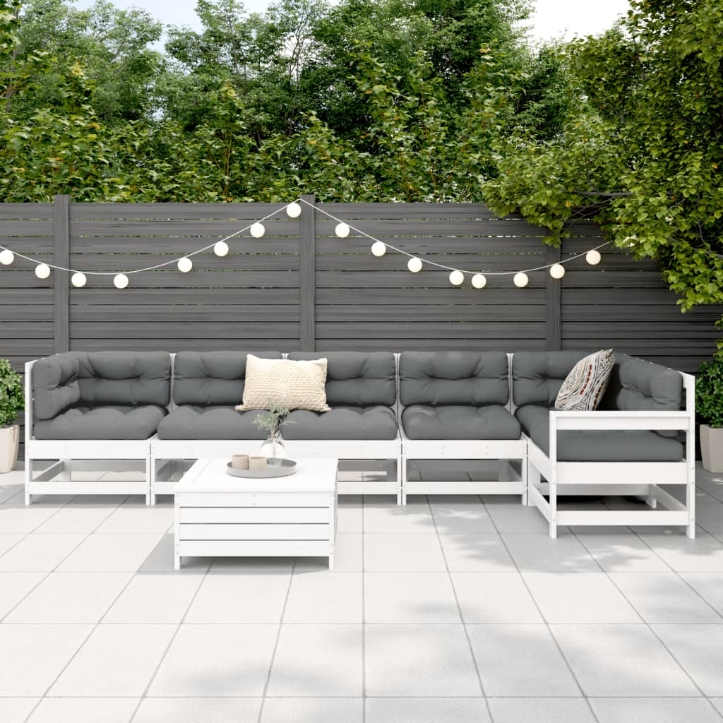 7 Piece Garden Sofa Set Solid Wood Pine