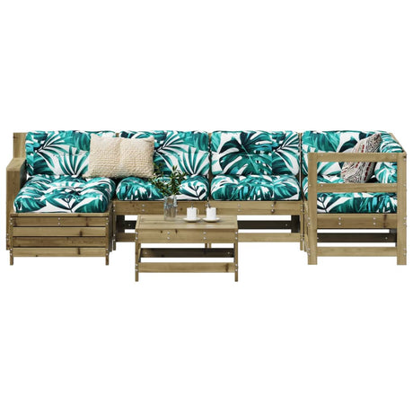 7 Piece Garden Sofa Set Solid Wood Pine