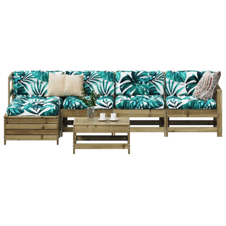 6 Piece Garden Sofa Set Solid Wood Pine