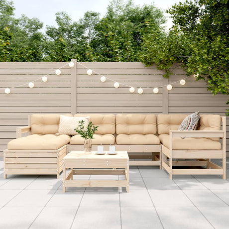 7 Piece Garden Sofa Set Solid Wood Pine