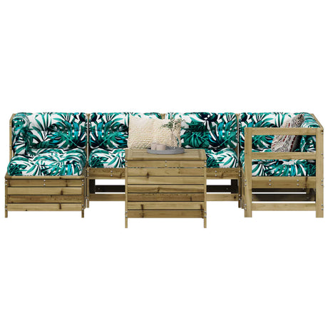 7 Piece Garden Sofa Set White Solid Wood Pine