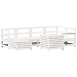 7 Piece Garden Sofa Set White Solid Wood Pine