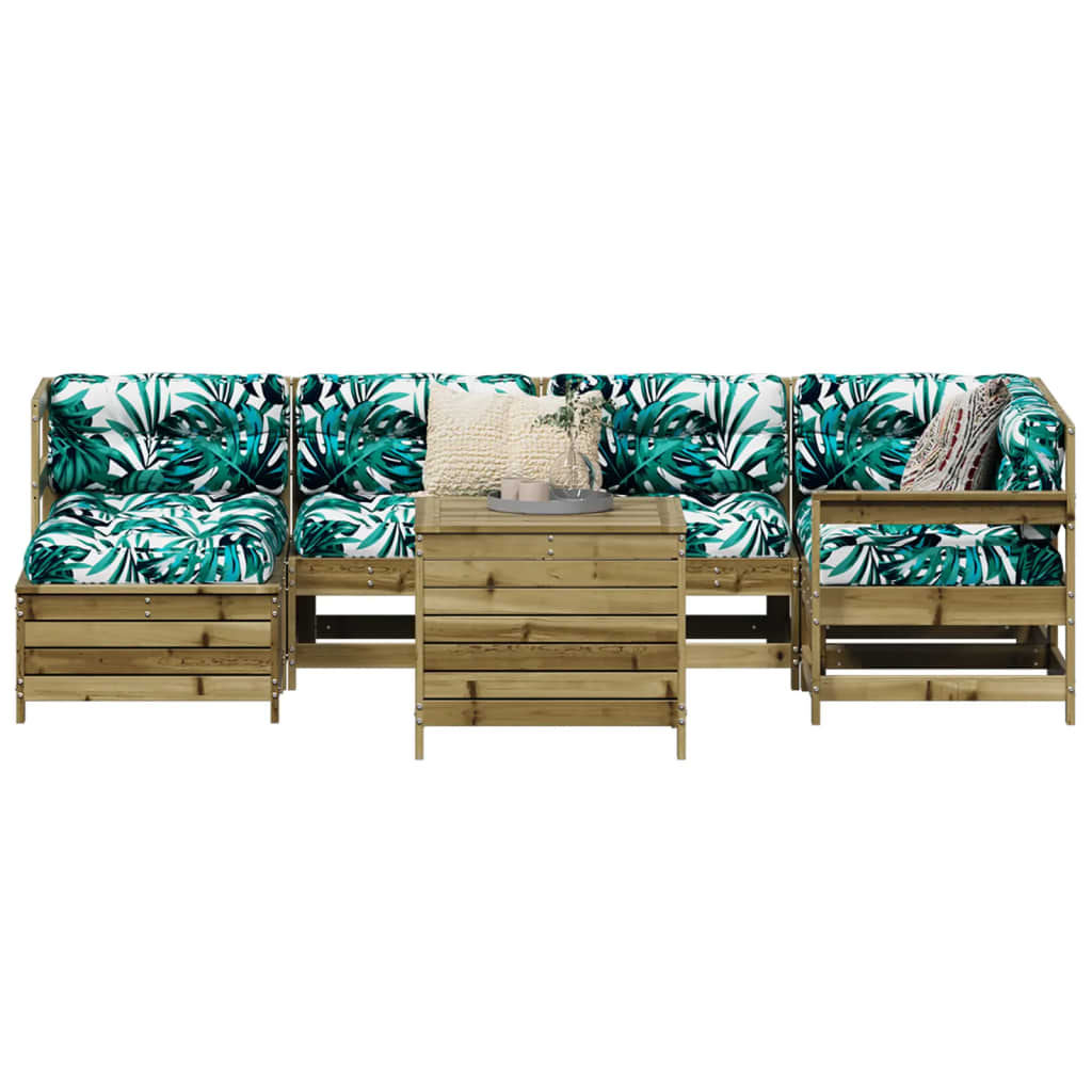 7 Piece Garden Sofa Set White Solid Wood Pine