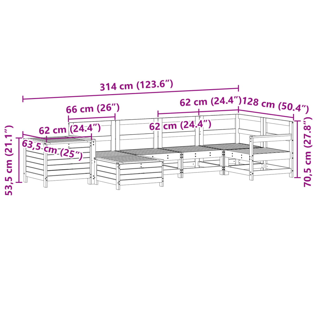 7 Piece Garden Sofa Set Solid Wood Douglas Fir