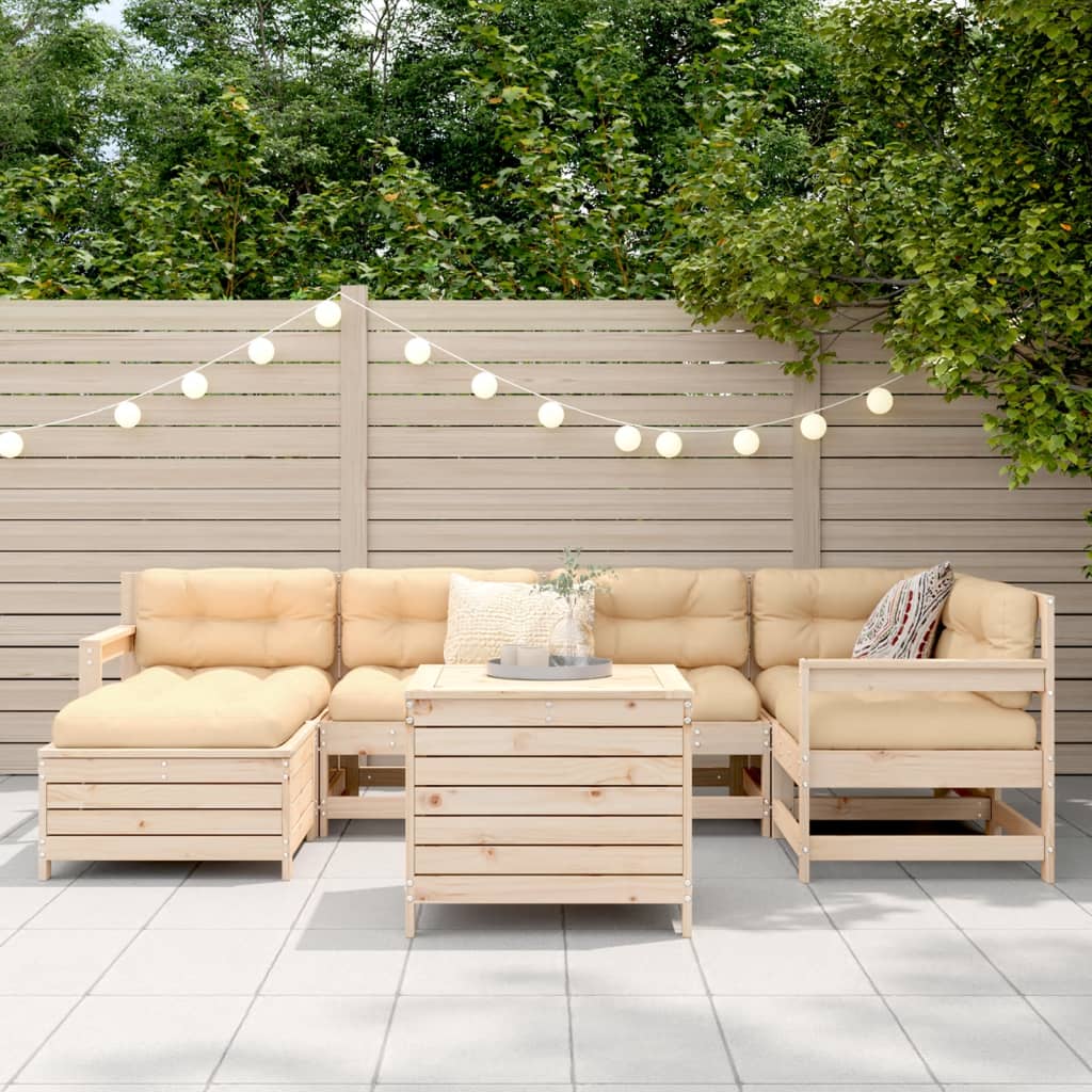 7 Piece Garden Sofa Set Solid Wood Pine