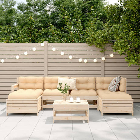7 Piece Garden Sofa Set Solid Wood Pine